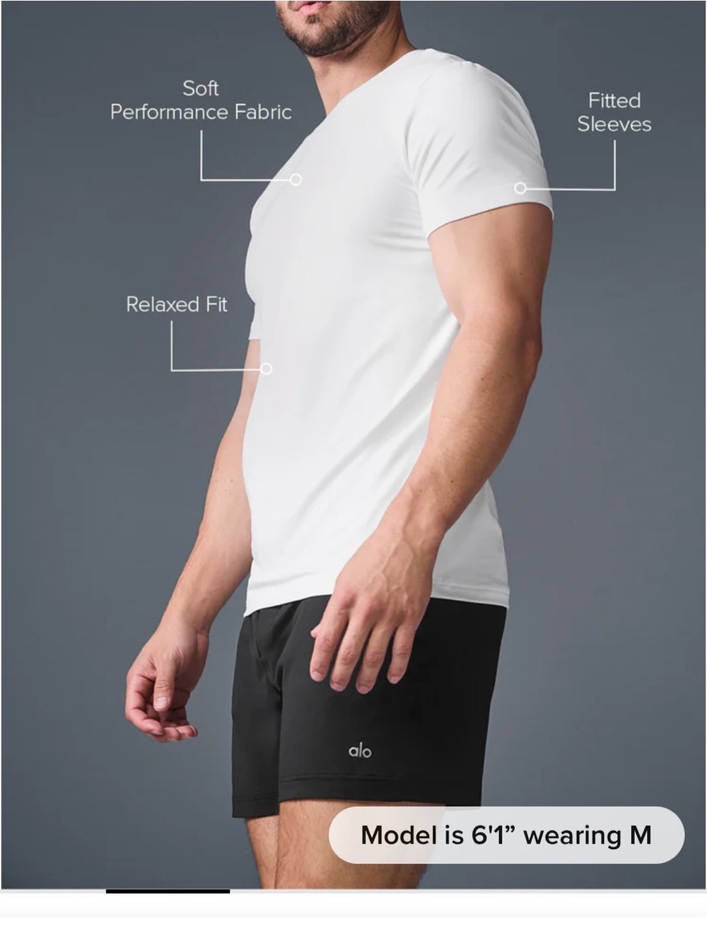 Alo Conquer Men's White Crew Neck Short Sleeve Tee - Picture 2 of 3